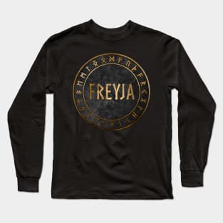 Freyja Norse Goddess with Viking Runes Long Sleeve T-Shirt